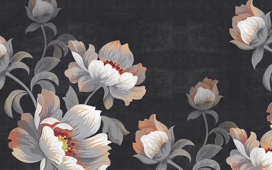 Sophisticated Gray Flower Oasis Wall Murals
