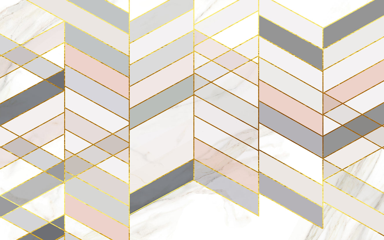Golden Veins of Marble Geometry Wall Murals