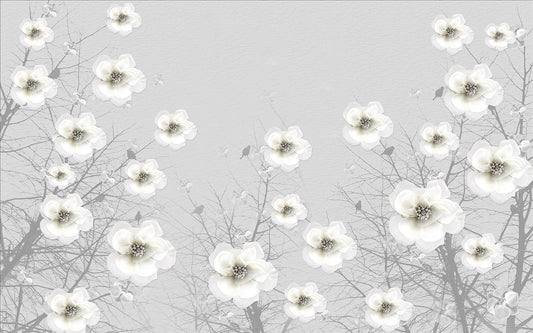 Gray Floral Sculpture Garden Art Murals