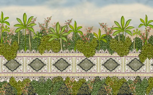 Palm Oasis in Royal Setting Wall Murals
