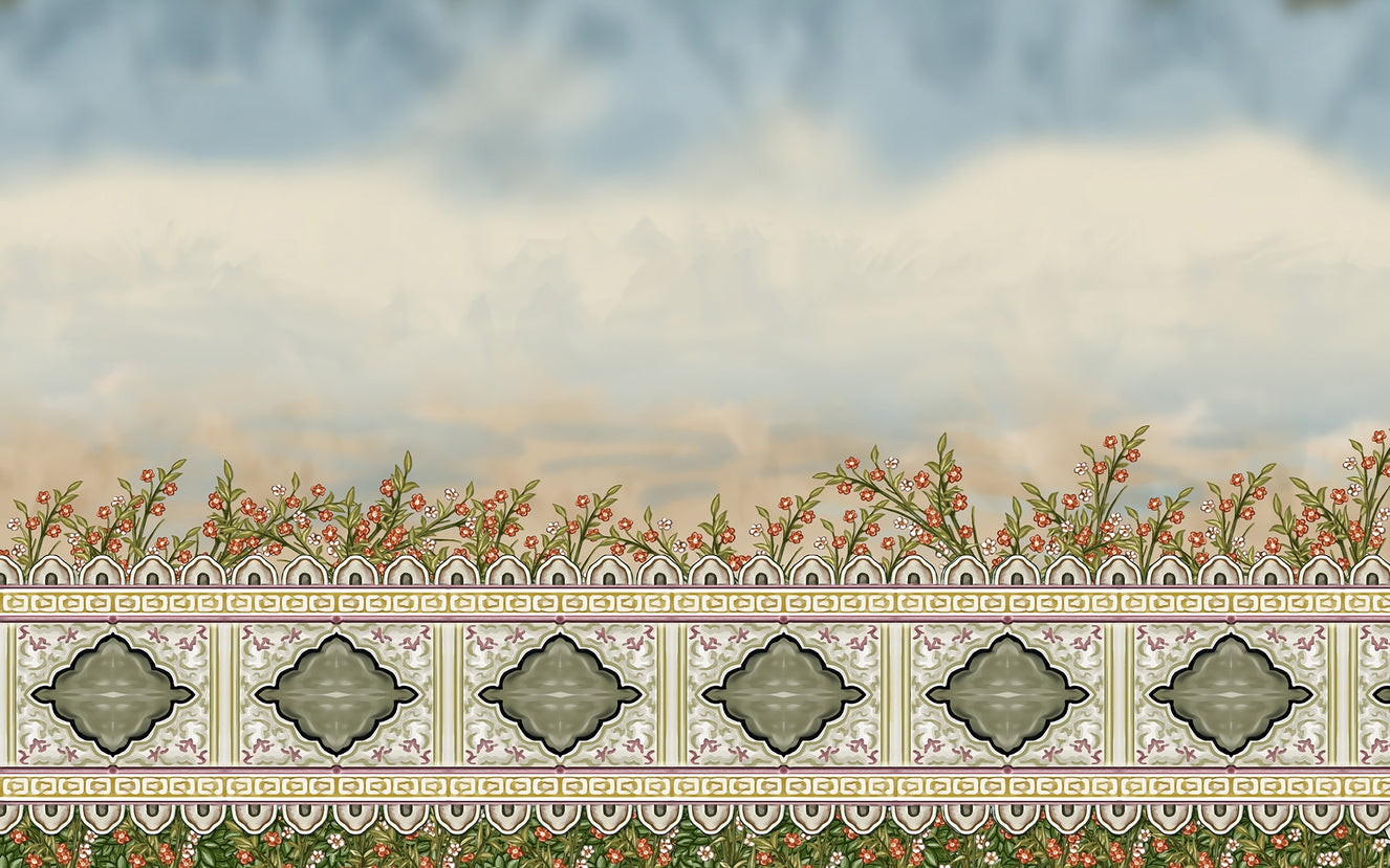 Serene Mughal Garden Divider Wall Murals