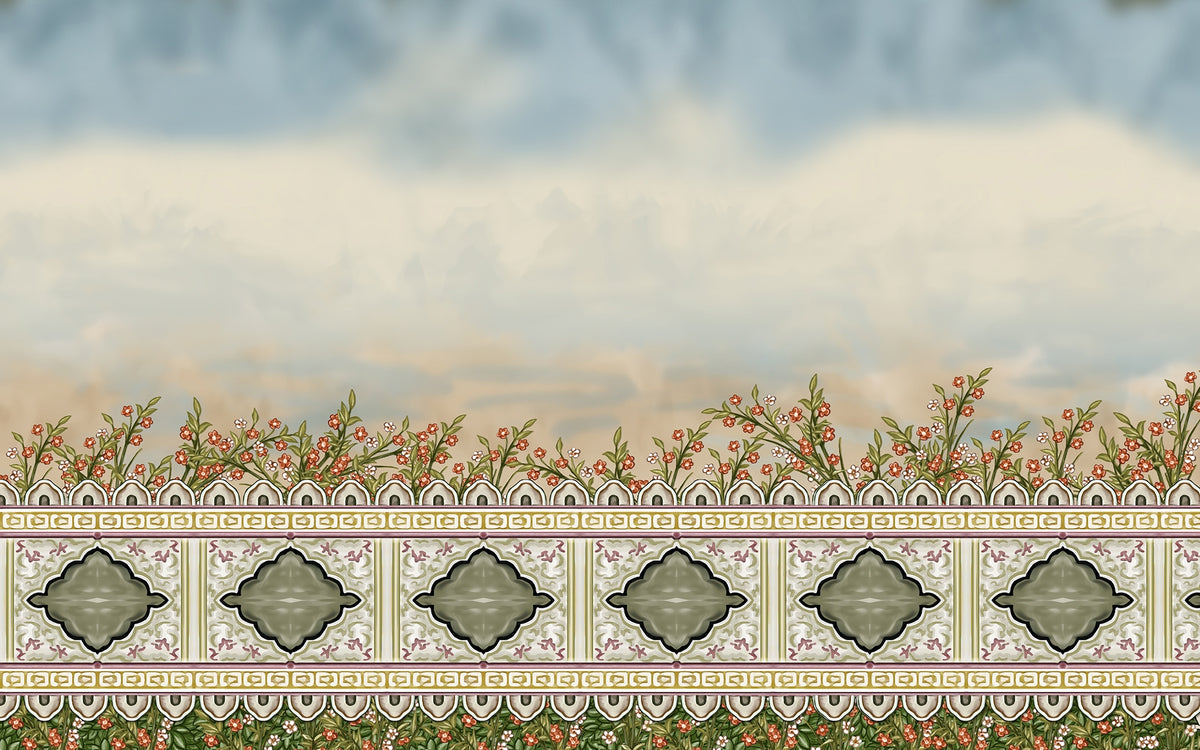 Serene Mughal Garden Divider Wall Murals in your room