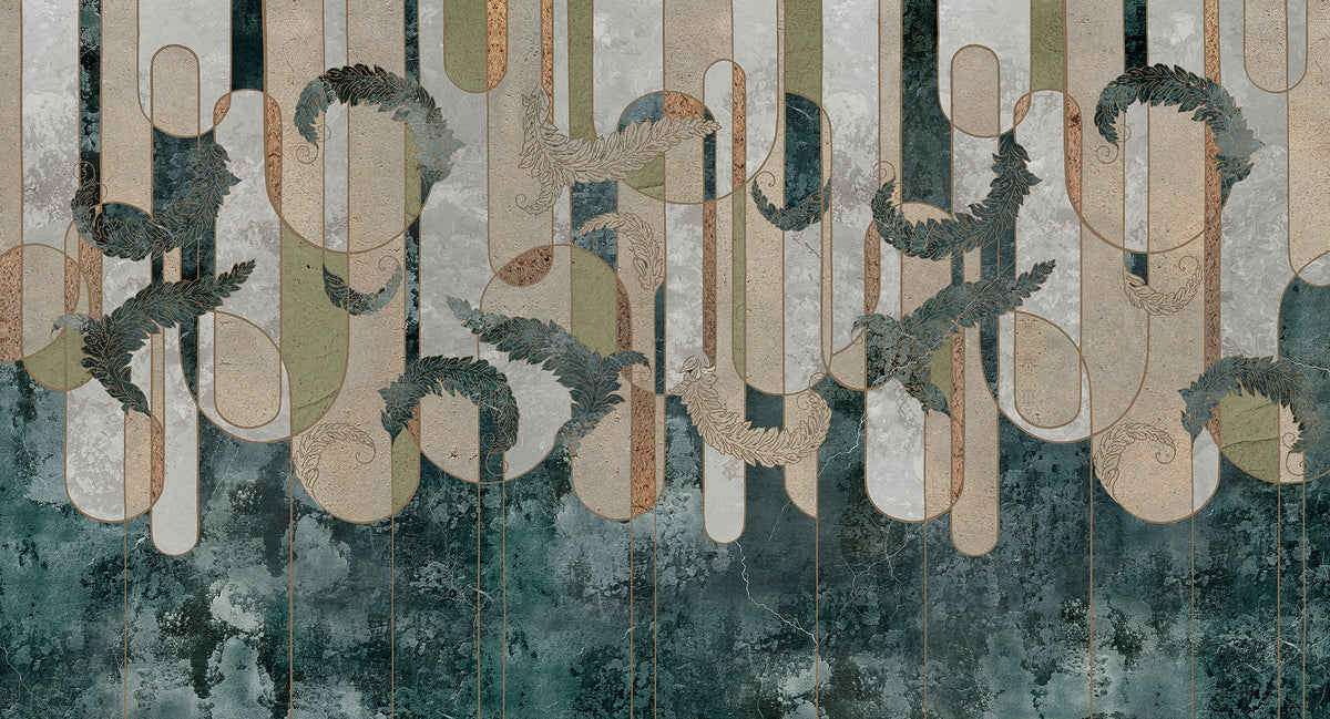 Geometric Greenery A Concrete Oasis Murals in your room — zoomed