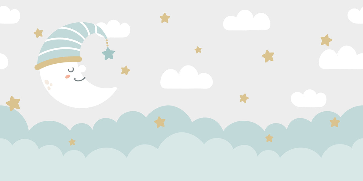 Cresent Moon and Clouds Wall Murals in your room