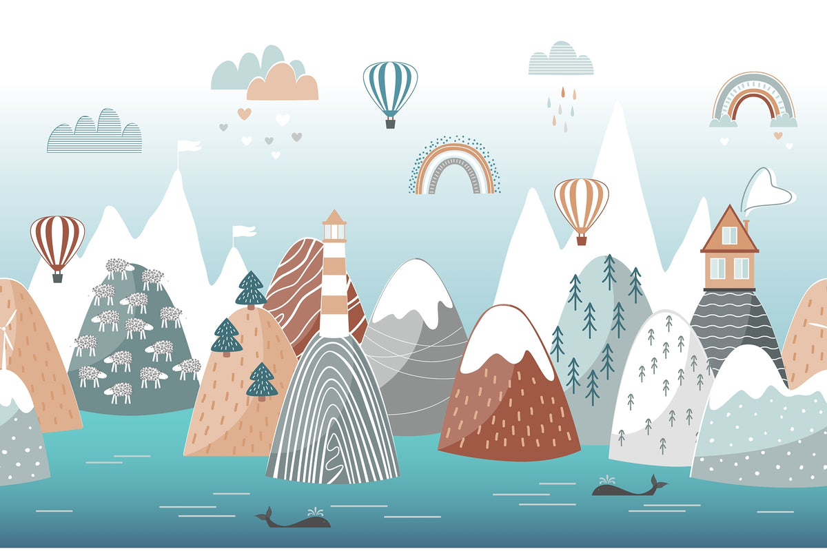 Scandinavian Boho Nursery Wall Murals in your room — zoomed