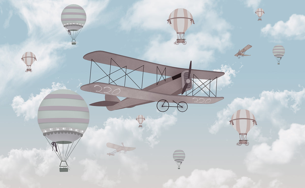 Flight of Fancy Kids Room Wallpaper Murals in your room