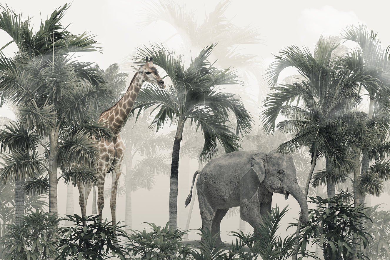 Giraffe Elephant Safari Adventure Wall Murals
