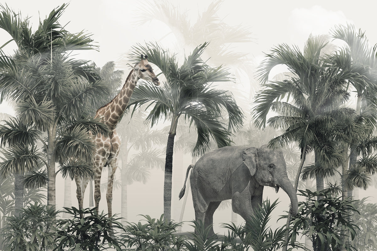 Giraffe Elephant Safari Adventure Wall Murals in your room