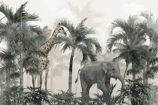 Giraffe Elephant Safari Adventure Wall Murals