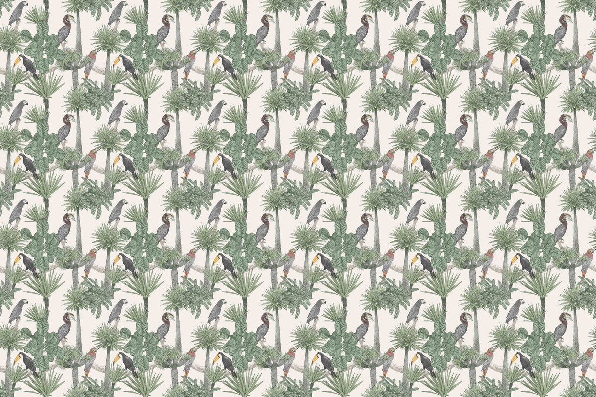 Tropical Toucan Pattern Wall Mural in your room