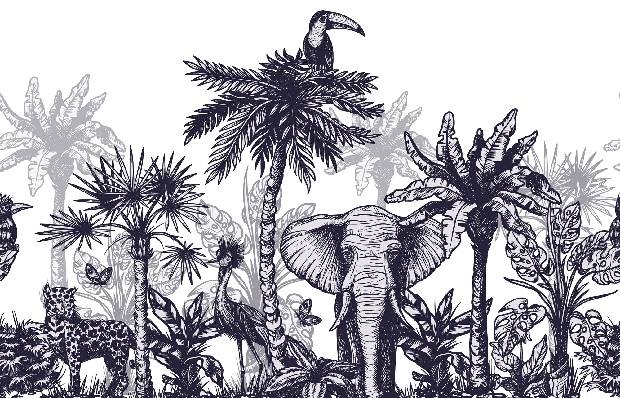 Vibrant Wildlife in Tropical Paradise Murals