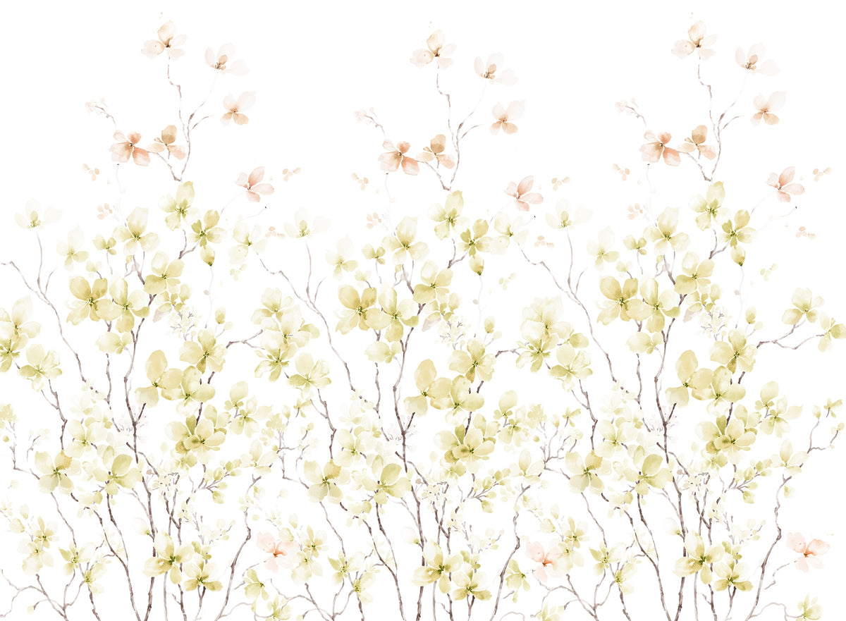 Watercolor Floral Art Wall Murals in your room — zoomed