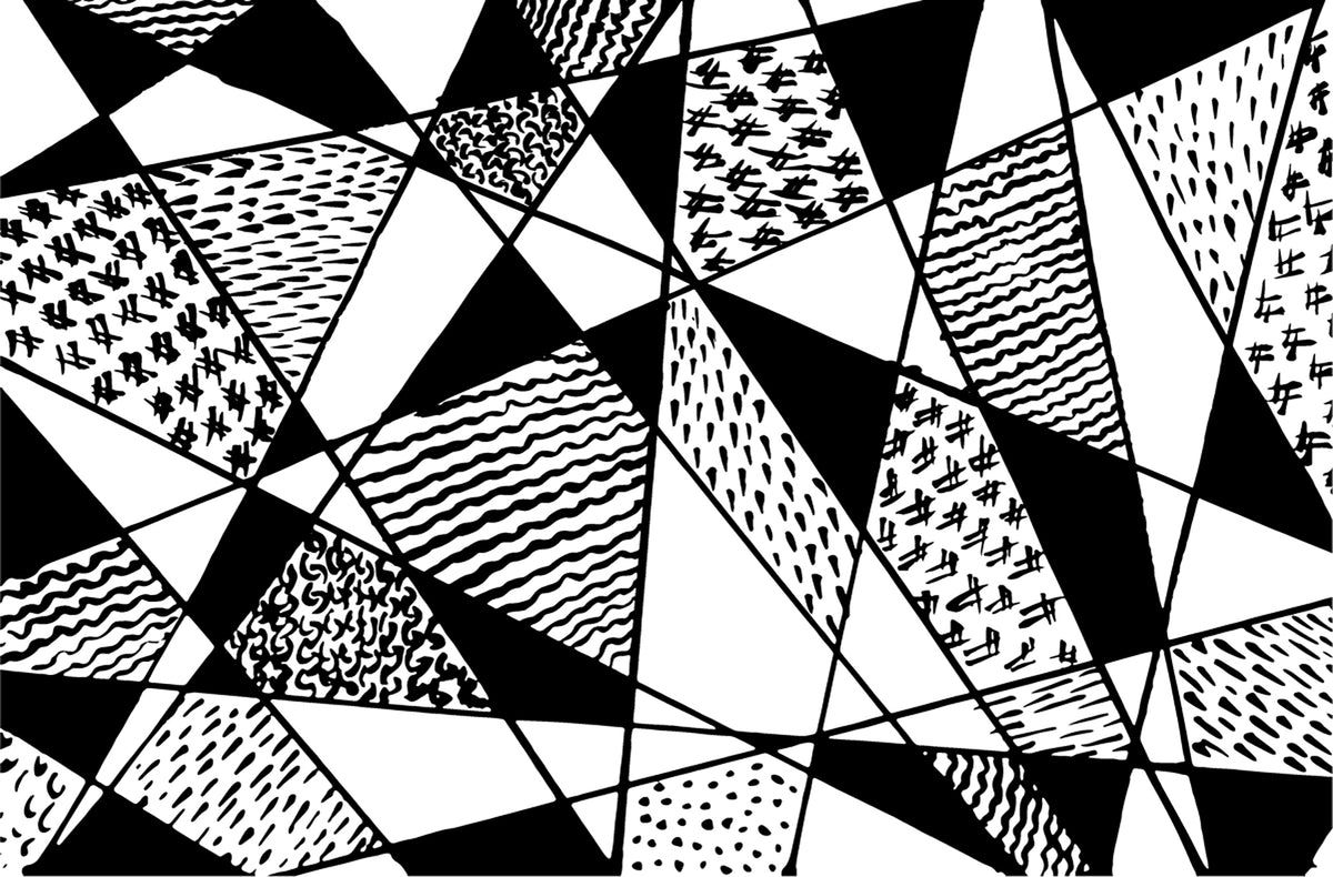 Geometrical Black & White Patterns Wall Murals in your room — zoomed
