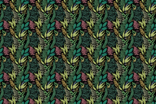 Tropical Botanical Pattern Wall Wallpaper