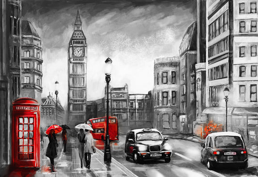 Pencil Sketch London City View Murals