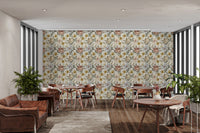 Wildflower tile design in a charming vintage wall mural