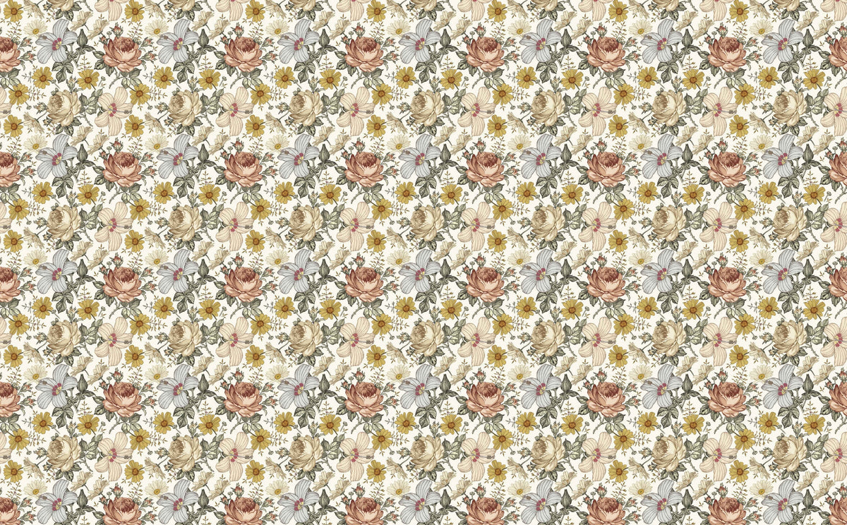 Vintage Wildflower Tile Wall Mural in your room