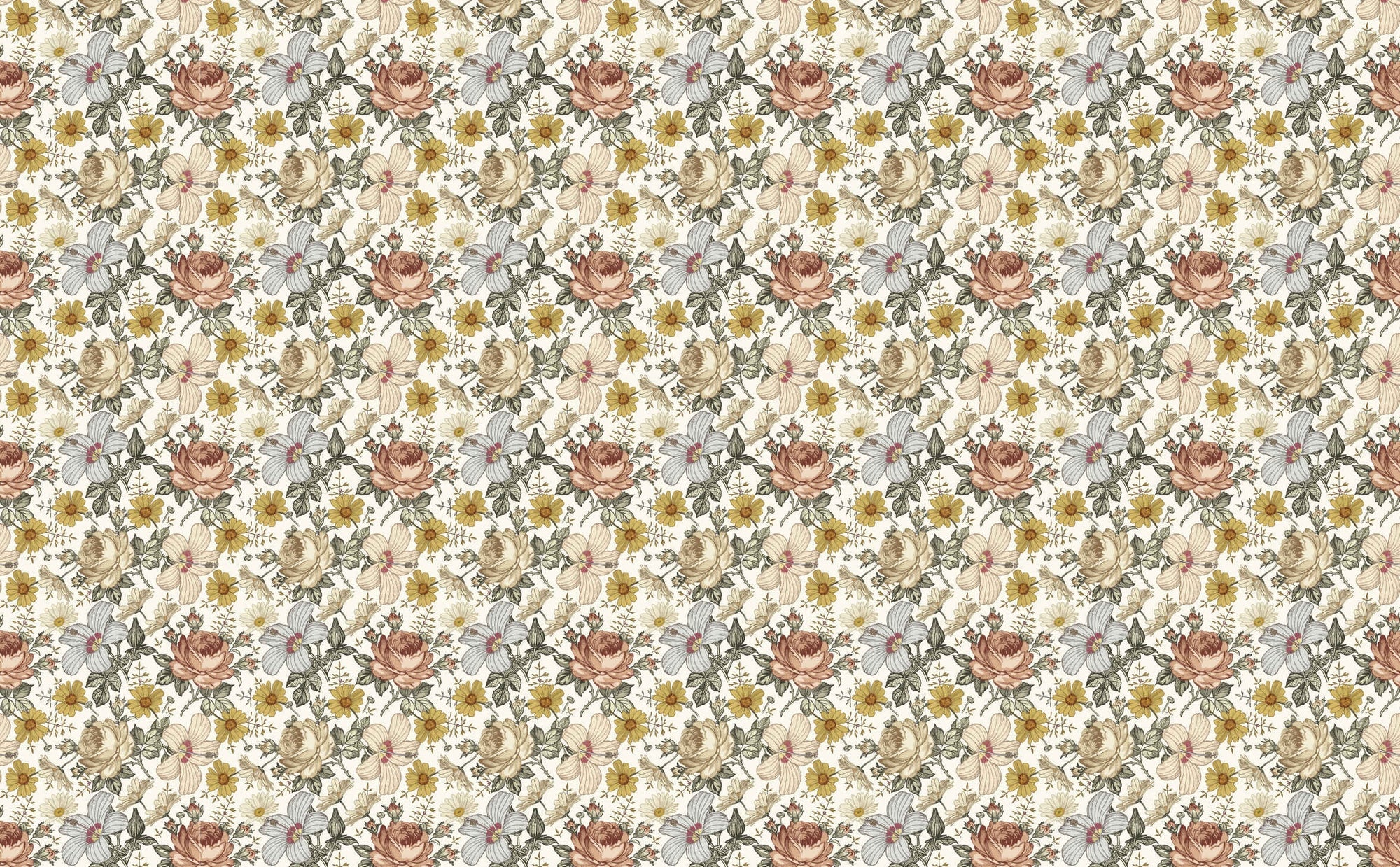 Vintage Wildflower Tile Wall Mural