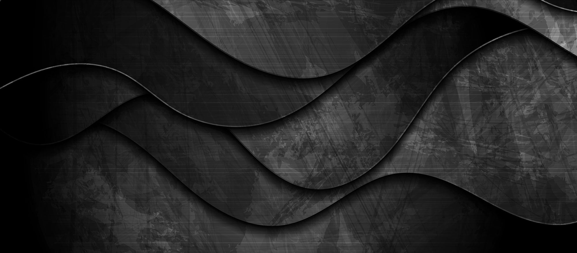 Sleek Black 3D Wave Wall Murals