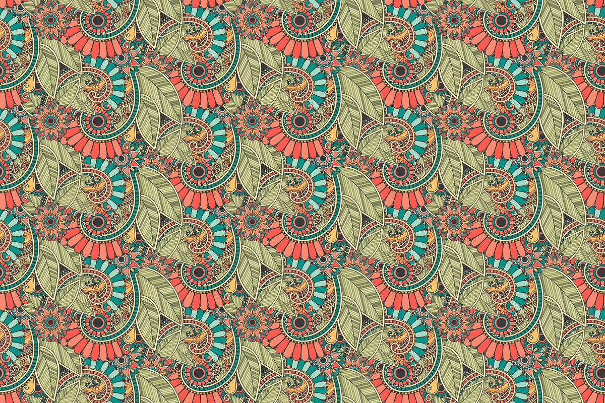 Tranquil Doodle Tapestry Wall Murals in your room — zoomed