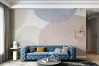 Modern wall mural with pastel geometric patterns