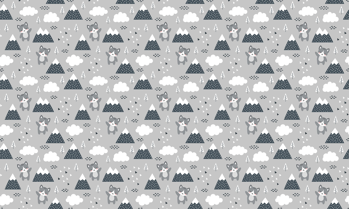 Playful Scandinavian Kitty Wallpaper