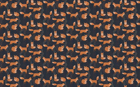Orange Foxes Fun Removable Wallpaper