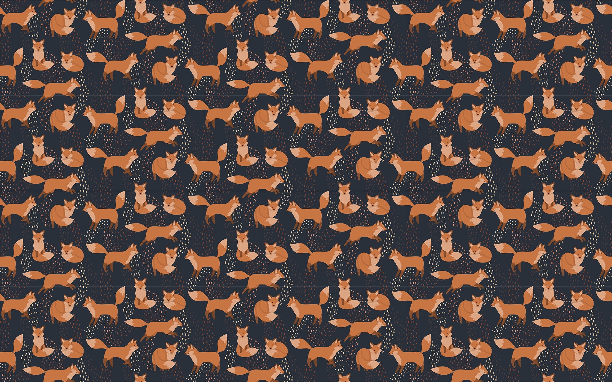 Orange Foxes Fun Removable Wallpaper