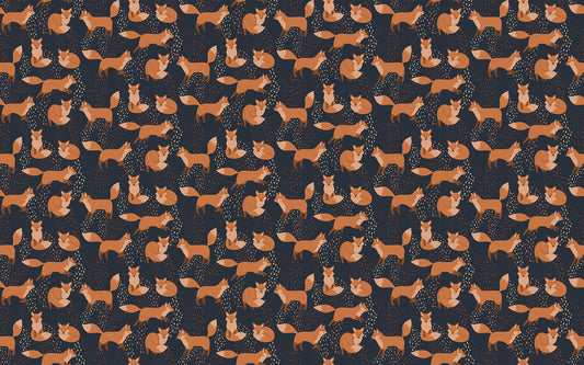 Orange Foxes Fun Removable Wallpaper