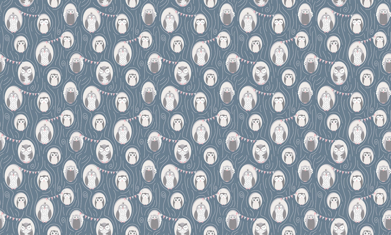 Kids Room Owls Burrows Tree Repeat Pattern Wallpaper