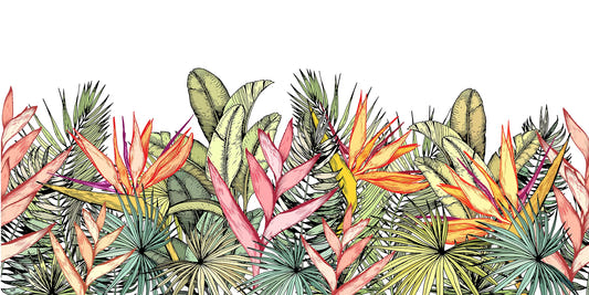 Vibrant Tropical Leaves and Flowers Murals