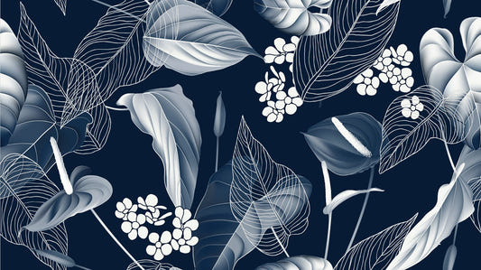 Peel & Stick Dark Blue Floral Delight Murals