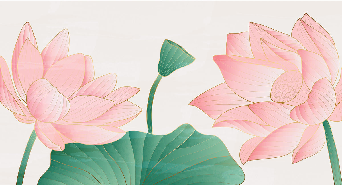 Golden Pink Petal Symphony Wallpaper Murals in your room — zoomed