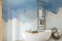 Modern abstract aqua mural for stylish and tranquil interiors.
