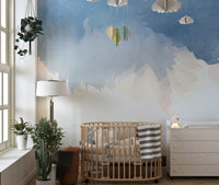 Abstract aqua wallpaper mural for contemporary minimalist interiors.
