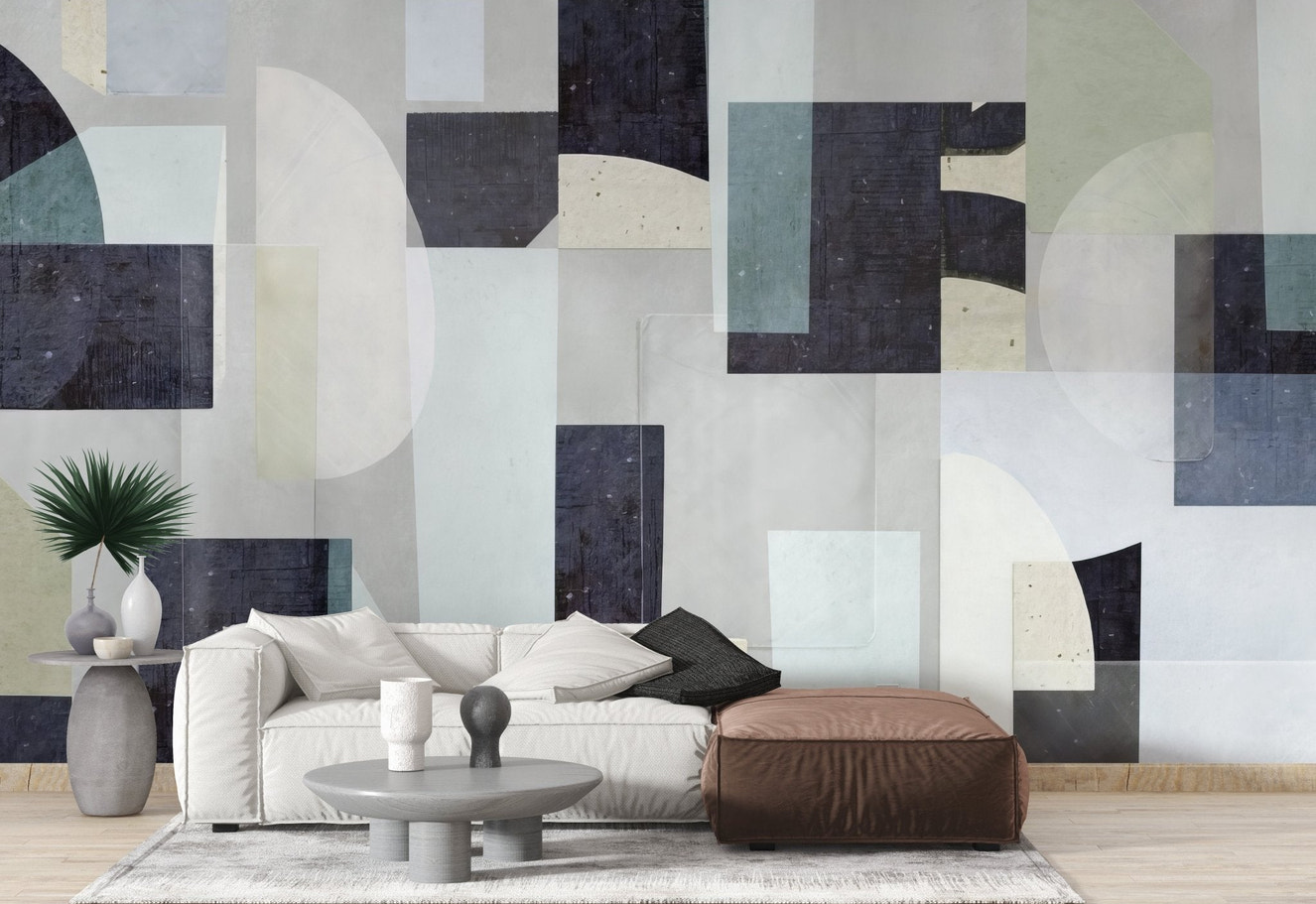 Minimalist abstract wallpaper wall mural with clean lines.