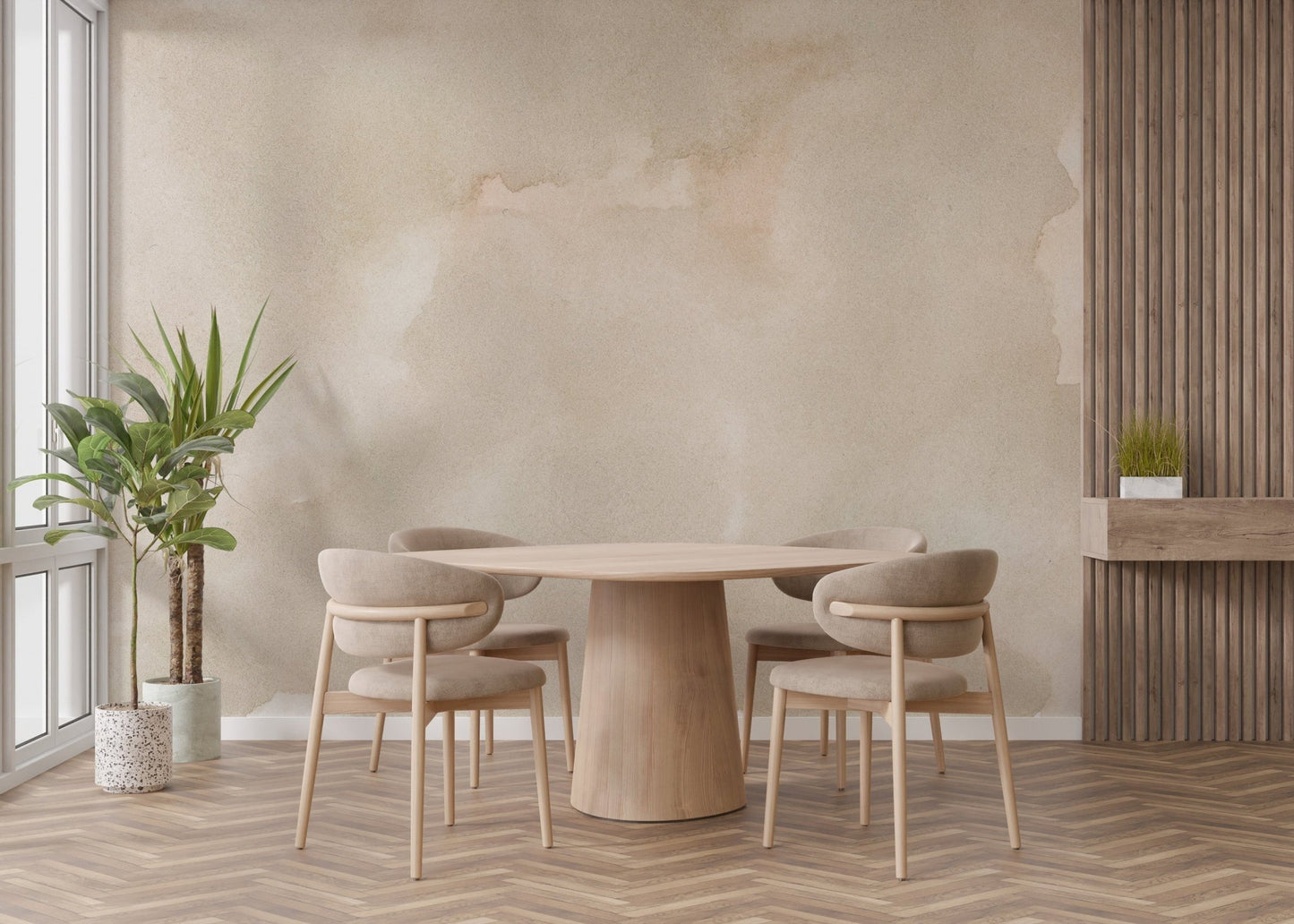 Abstract beige ink mural for trendy rooms
