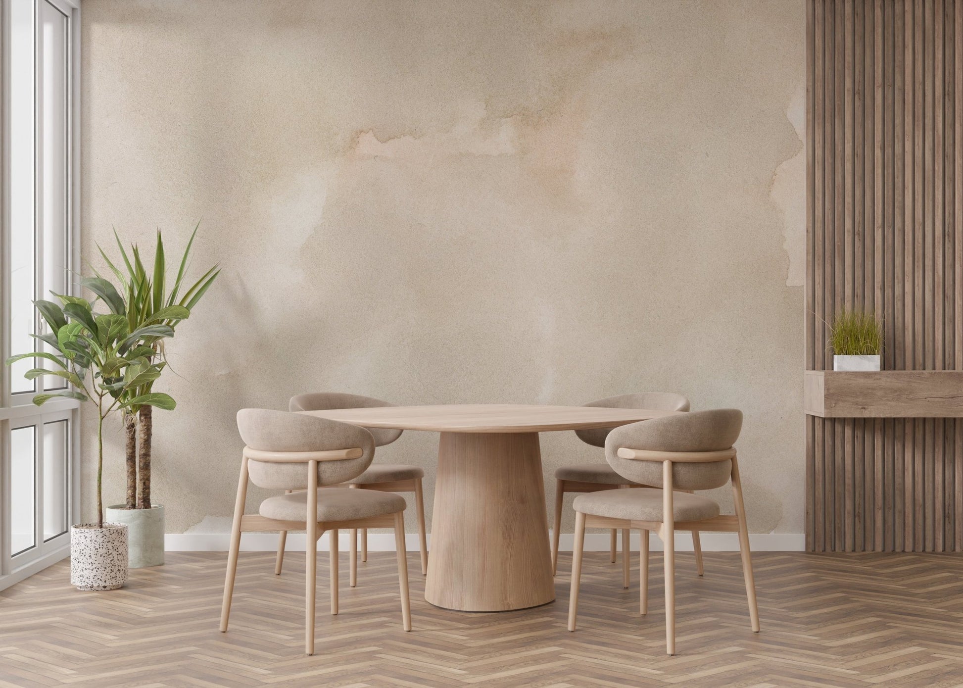 Abstract beige ink mural for trendy rooms
