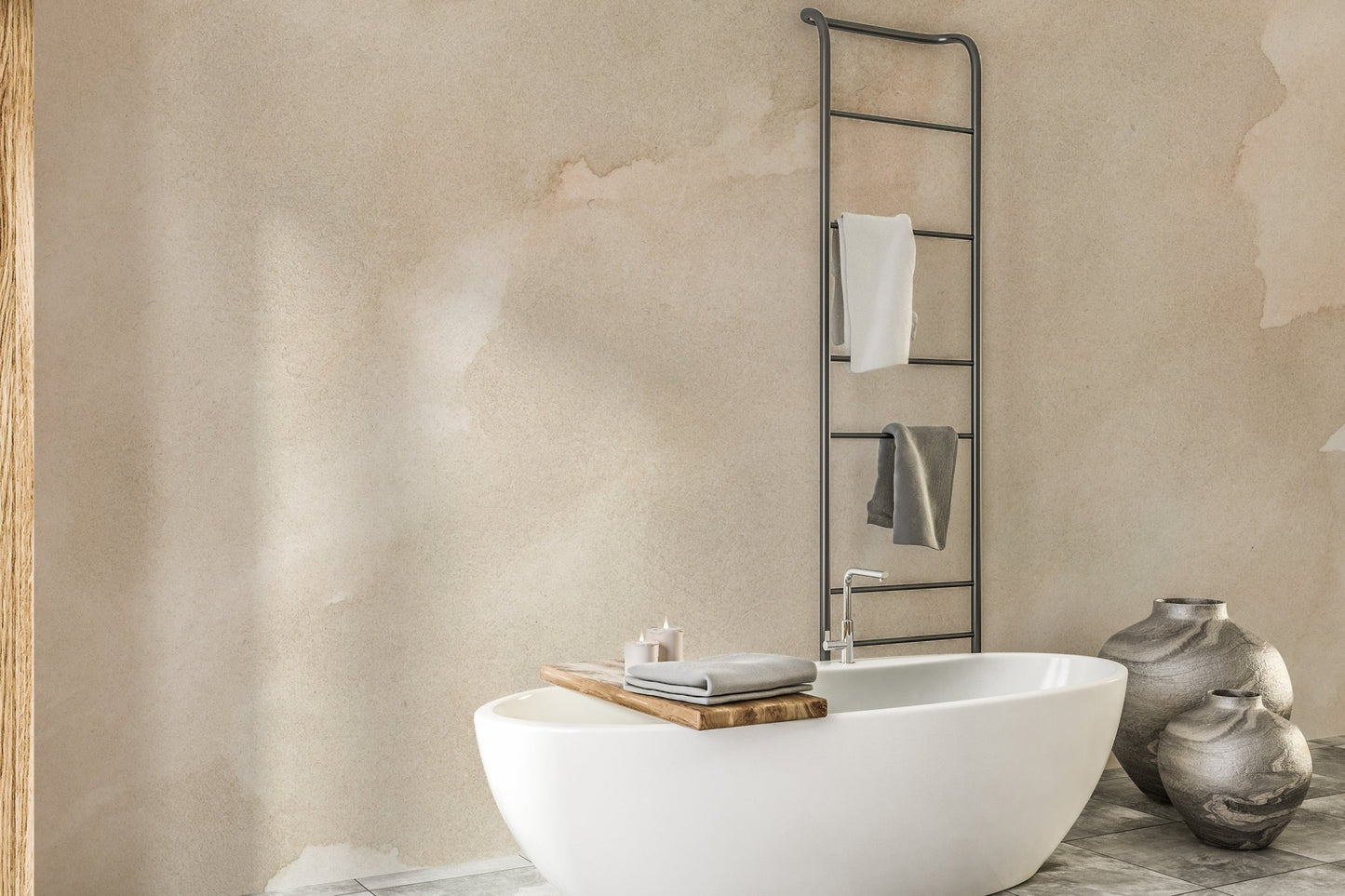 Artistic beige ink mural for wall accents
