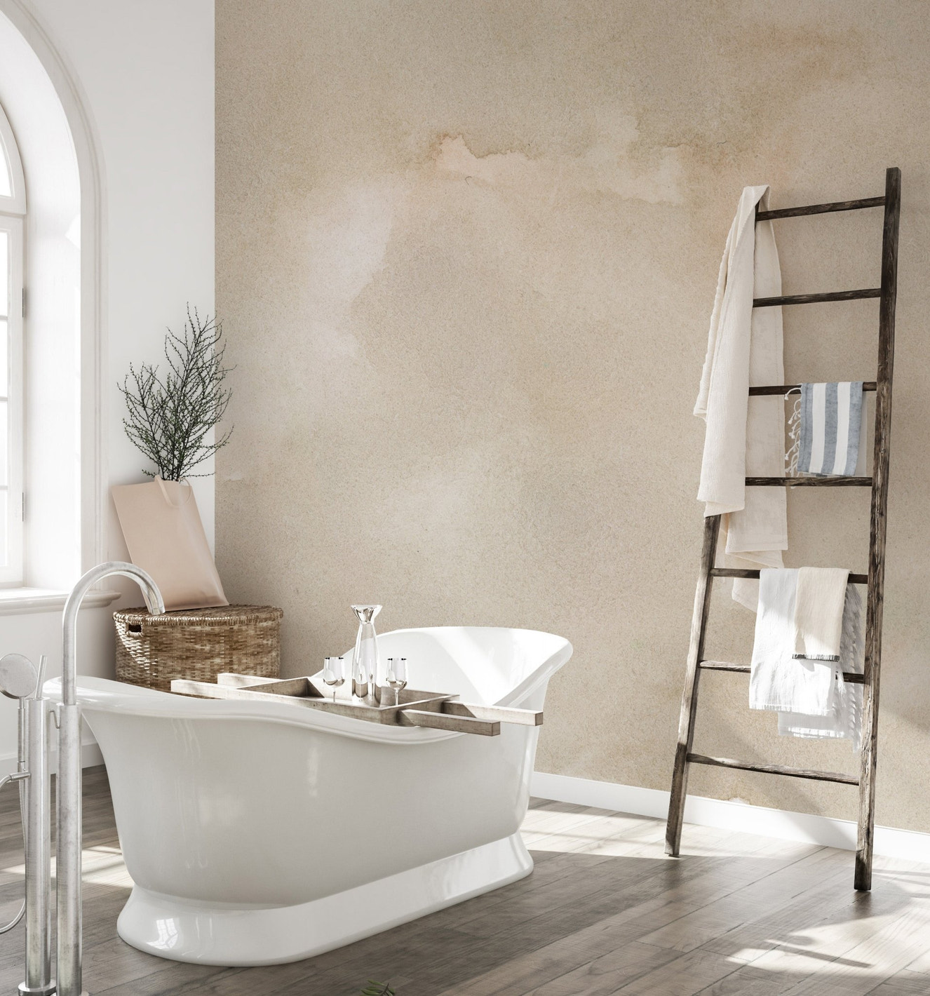 Abstract beige ink mural for modern decor
