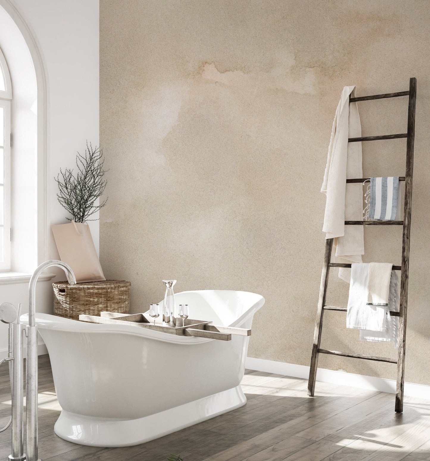 Abstract beige ink mural for modern decor
