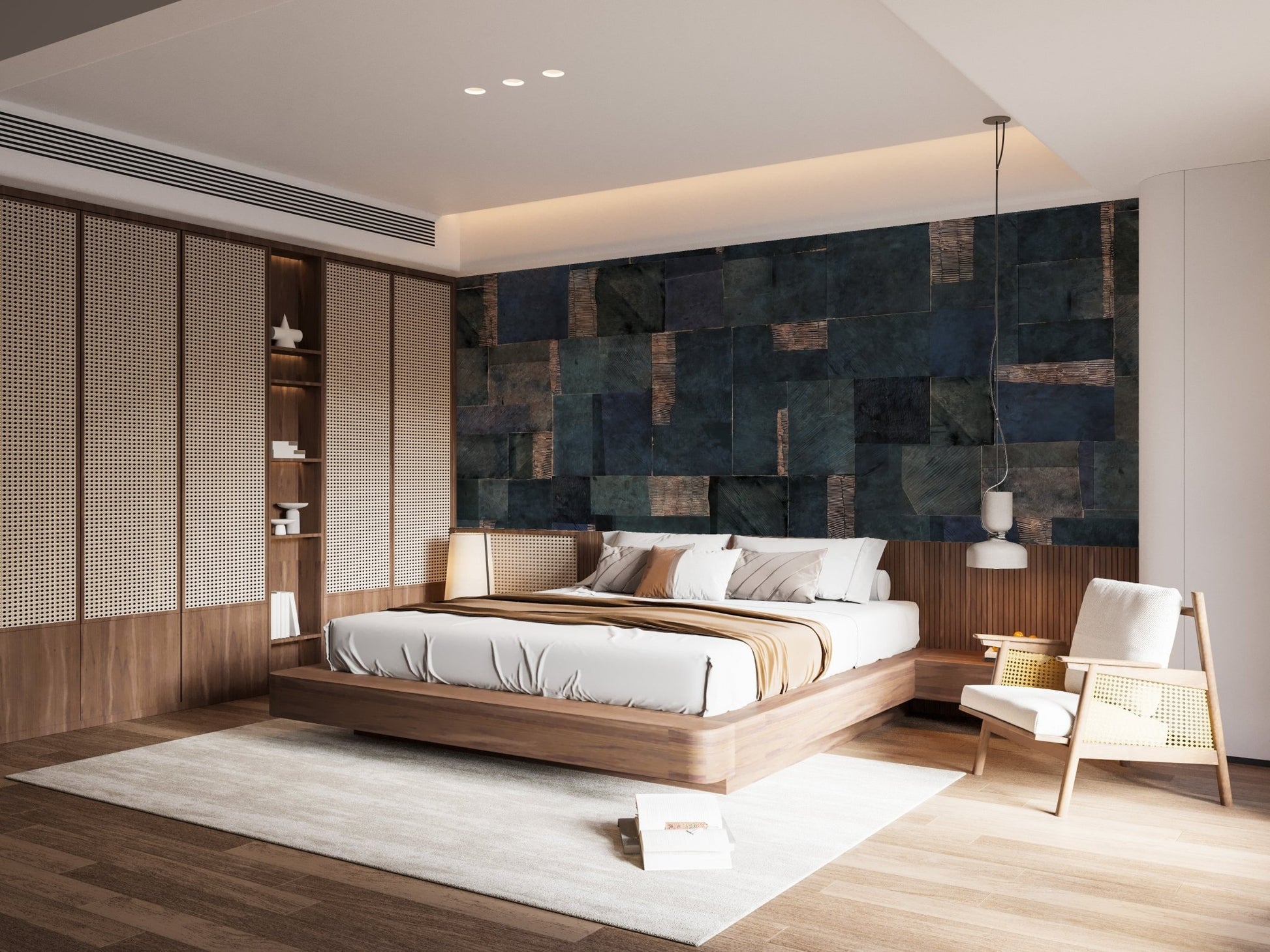 Abstract Blue Geometric Wallpaper Mural - Wallanza