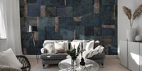 Abstract Blue Geometric Wallpaper Mural - Wallanza