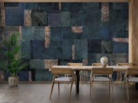 Abstract Blue Geometric Wallpaper Mural - Wallanza