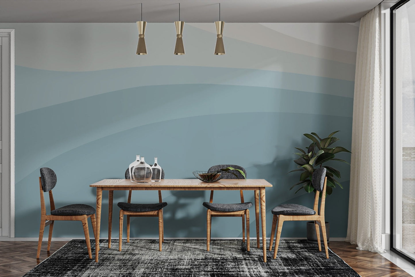 Abstract Blue Wallpaper Mural - Wallanza