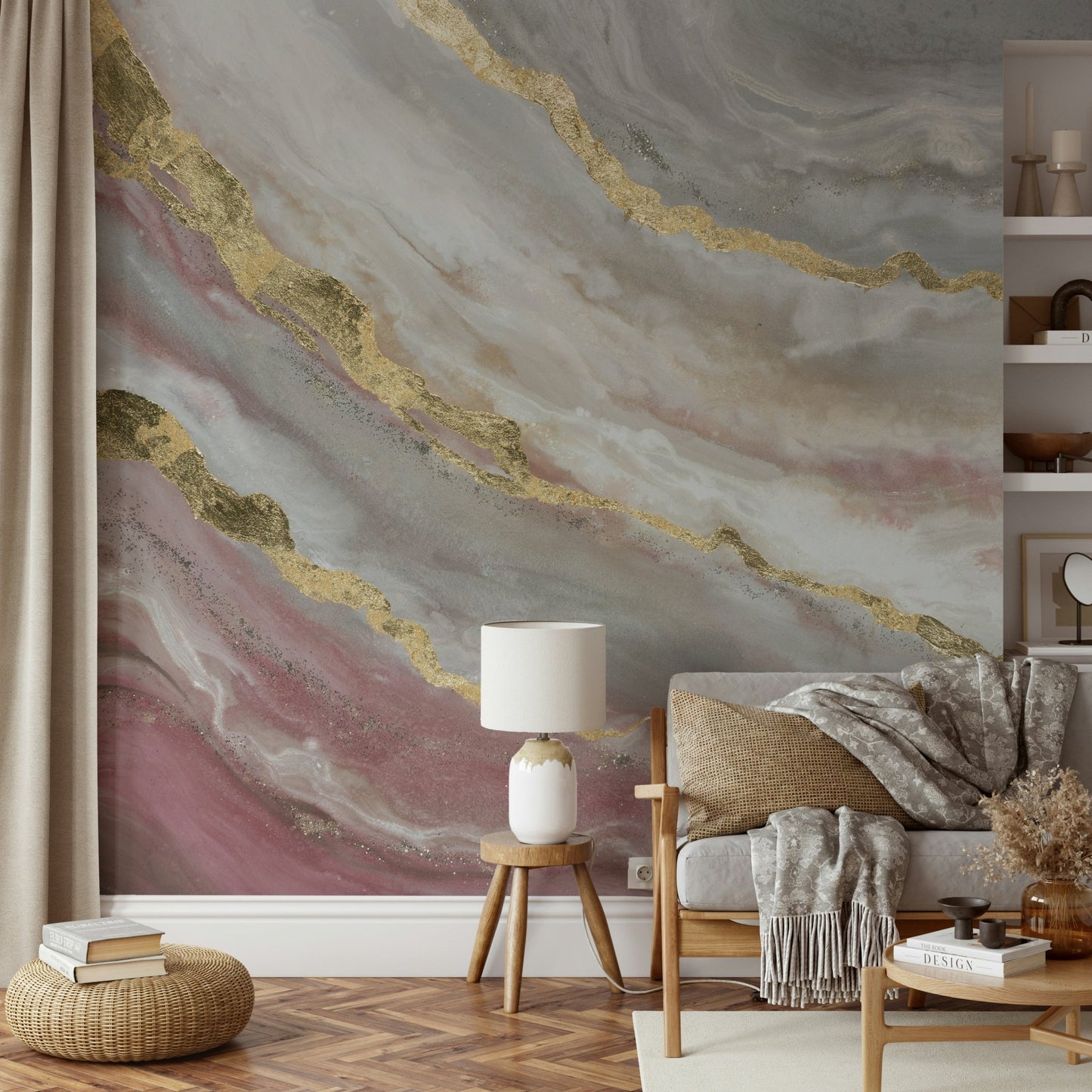 Abstract Gilded Geode Wall Mural - Wallanza