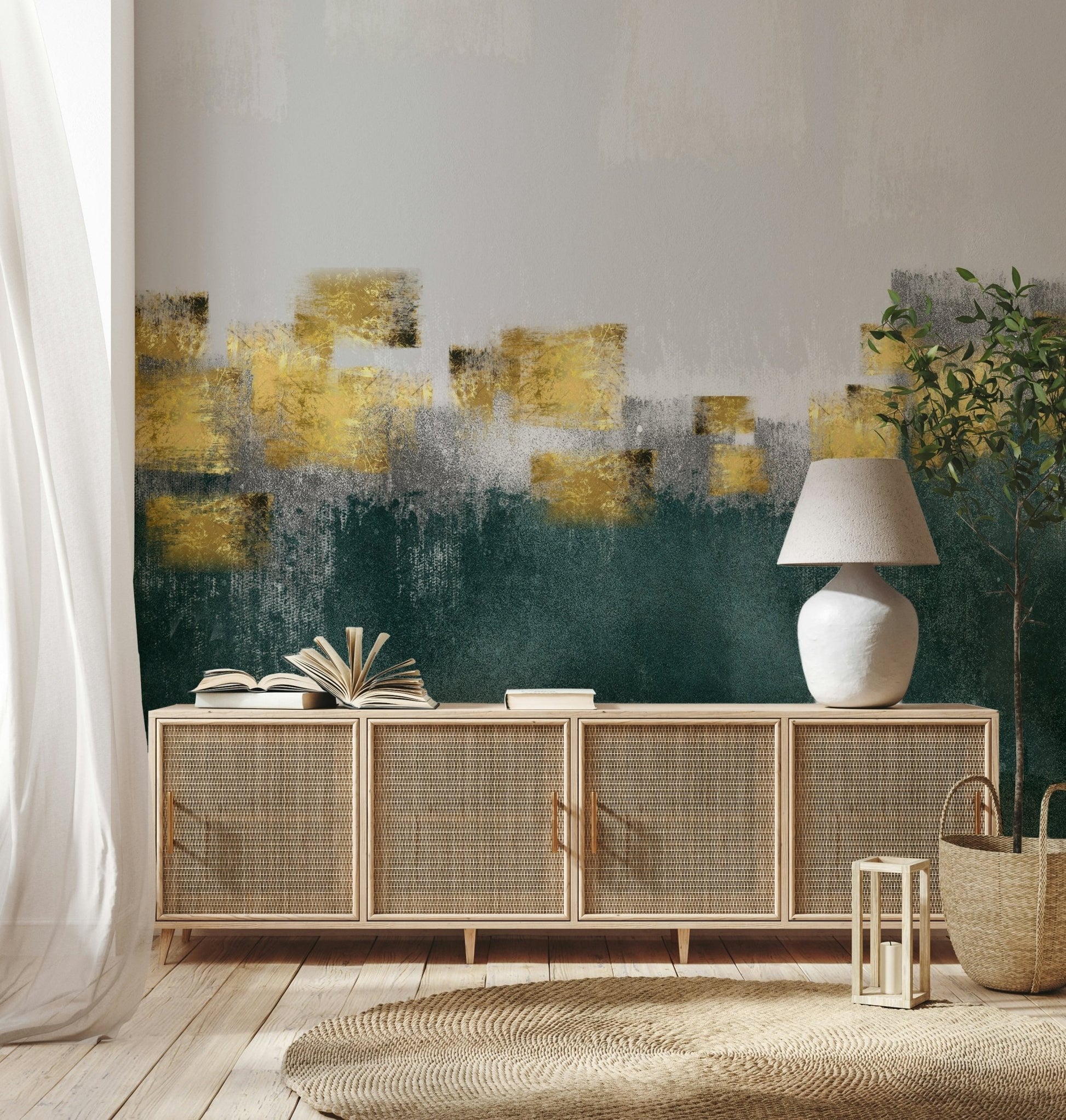 Abstract Gold Element Texture Wall Mural - Wallanza