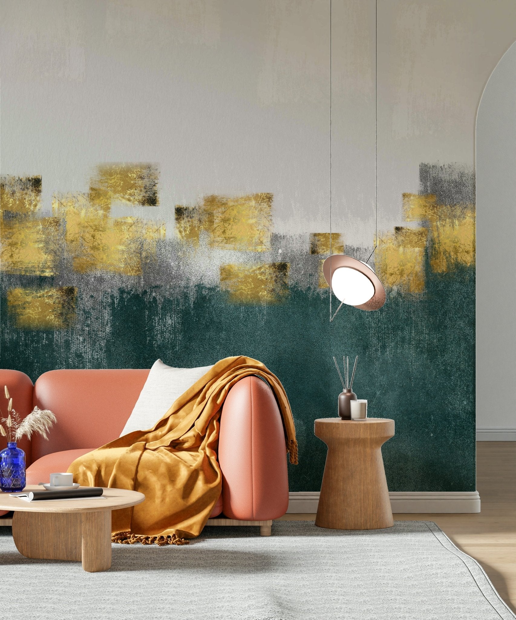Abstract Gold Element Texture Wall Mural - Wallanza