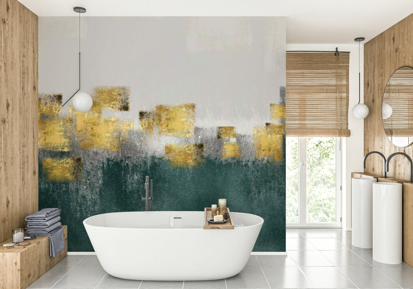 Abstract Gold Element Texture Wall Mural - Wallanza