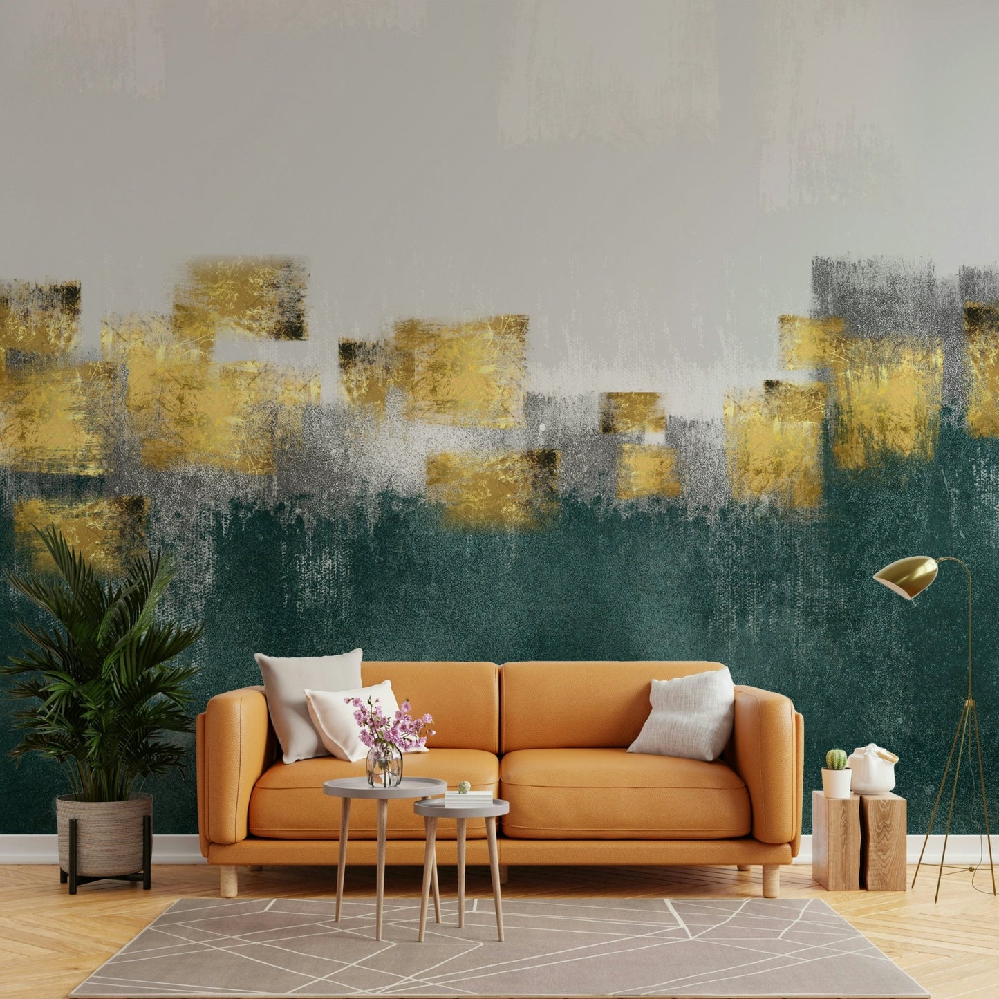 Abstract Gold Element Texture Wall Mural - Wallanza